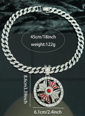 欧美时尚嘻哈风风车可旋转古巴链