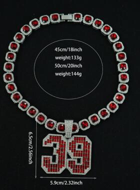 原创设计数字方红钻方糖数字项链