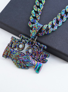 欧美潮流七彩狙击枪古巴项链