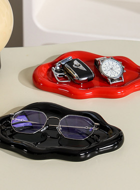 北欧轻奢简约黑色银色香薰托盘