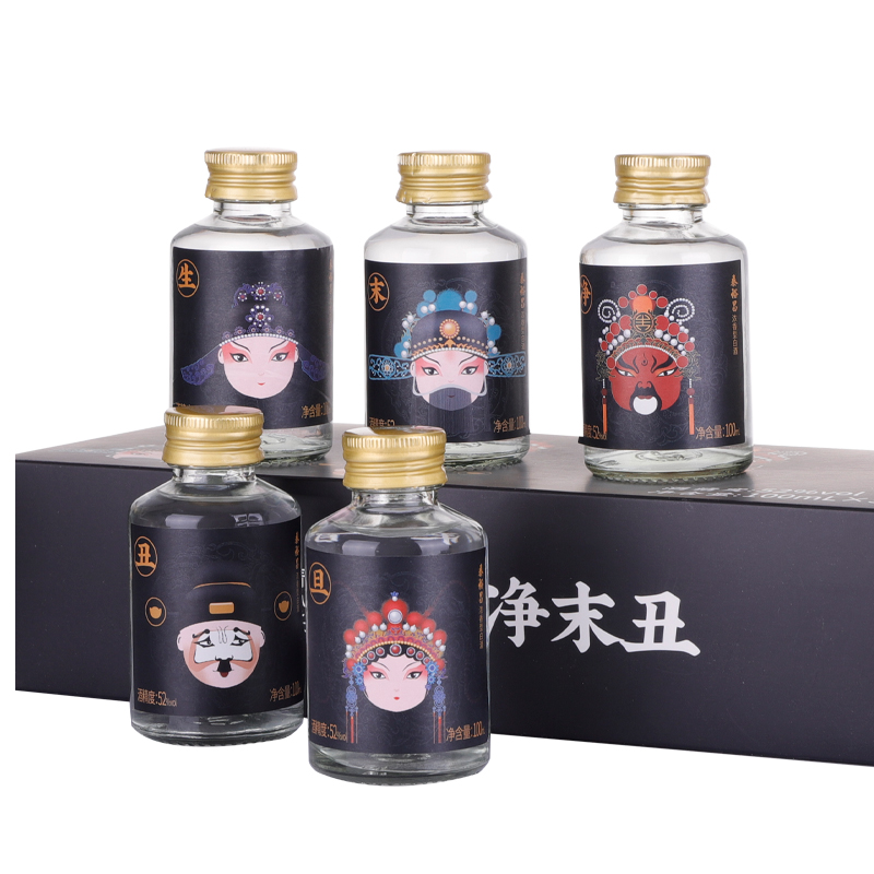 青小乐生旦净末丑浓香型白酒100ml*5瓶纯粮食酒 - 图0