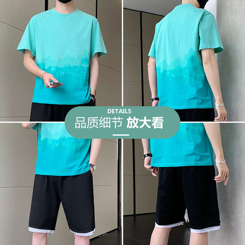 男士套装夏季韩版潮流7七分袖t恤 库洛玛T恤