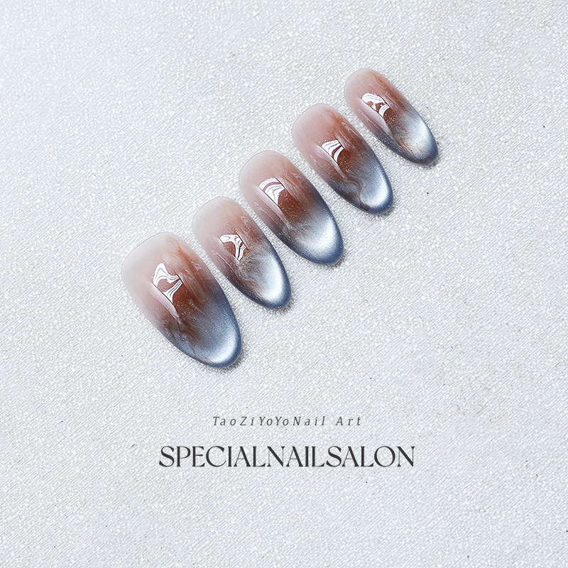 【时间海】纯手工穿戴甲秋冬新款晕染撞色气质氛围感显白美甲贴片,淘宝优惠券,粉丝福利购,淘宝优惠卷