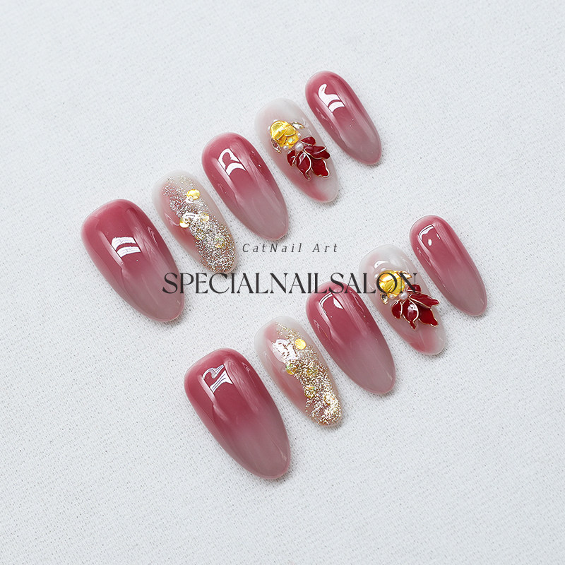 【金鲤报喜】纯手工穿戴甲立体浮雕锦鲤新年款高级感轻奢美甲贴片,淘宝优惠券,粉丝福利购,淘宝优惠卷