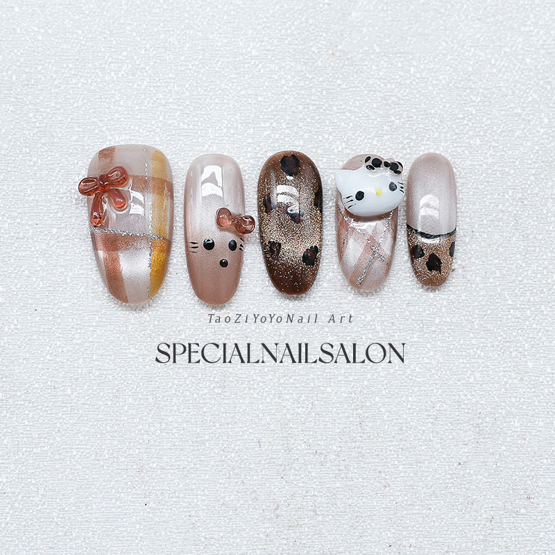 【奶豹kitty】纯手工穿戴甲2025新款可爱星星豹纹甜美高级感美甲,淘宝优惠券,粉丝福利购,淘宝优惠卷