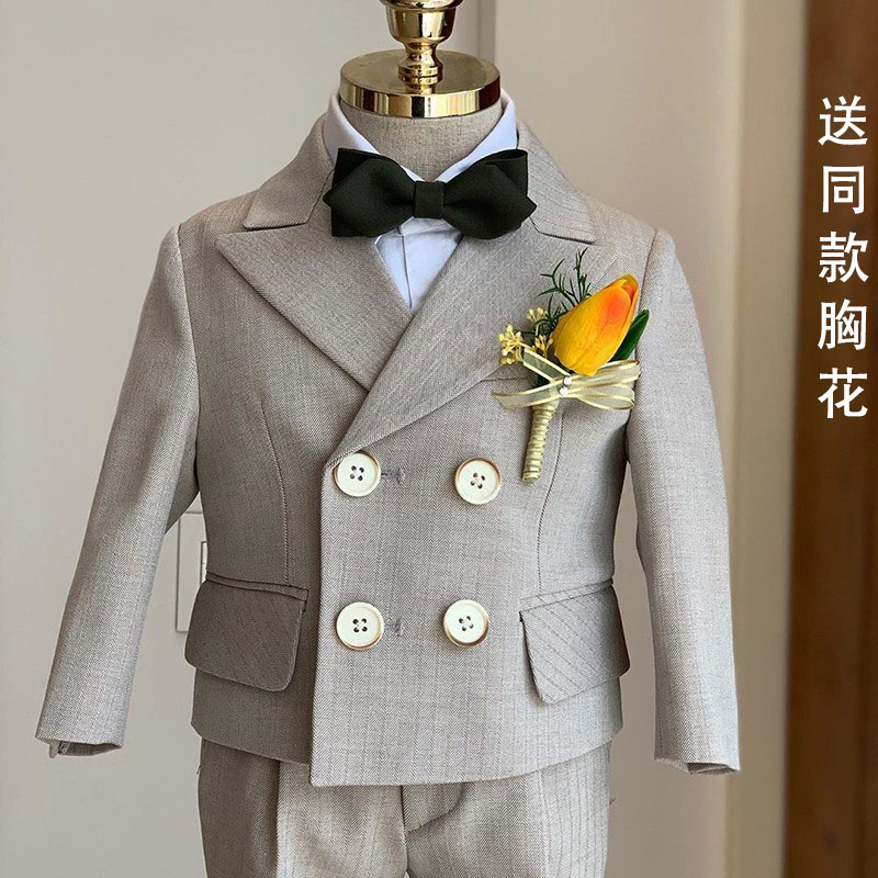 儿童西装男童礼服套装花童男宝周岁生日小西服男英伦主持人小西装