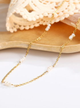 简约天然淡水珍珠钛钢项链女小众设计高级感ins韩版项链项饰