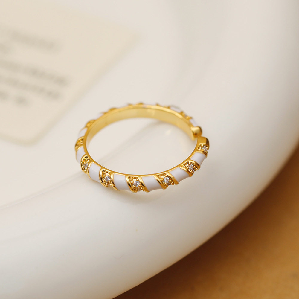 European and American temperament white thread drip oil ring for women ins