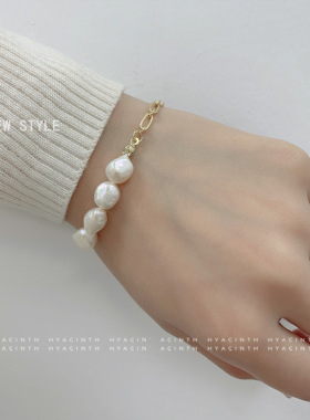 韩国气质简约天然淡水珍珠手链法式优雅复古风甜美手饰品手环手镯