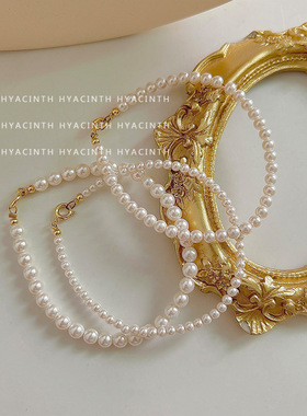 正圆仿施家玻璃珍珠手链简约百搭fever同款网红手链甜美法式手镯