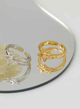 ins简约时尚五角星开口戒冷风潮人气质星星戒指开口可调节指环女