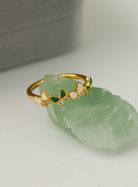 韩版蝴蝶滴油开口戒女轻奢设计感气质温柔戒指时尚个性食指戒饰品