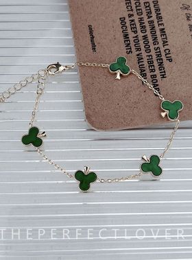 简约三叶花贝壳手链小众设计手串韩版复古时尚高级感个性手饰女潮