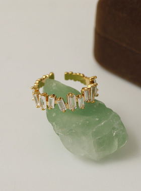 韩版时尚c形微镶锆石开口戒ins少女心简约气质戒指手指指环饰品