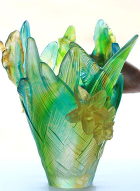 琉璃花瓶剑兰花瓶摆件居家客厅玄关桌面摆放卧室装饰插花奢家居