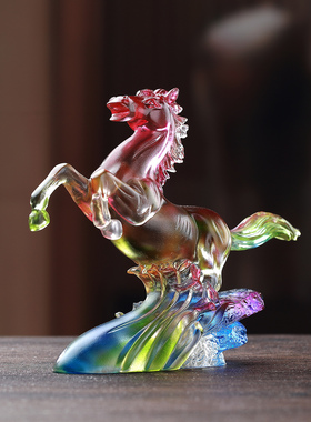琉璃马到成功招财本命年摆件