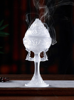 博山炉琉璃高脚熏香炉摆件客厅办公桌面前台摆放盘香香篆散香器