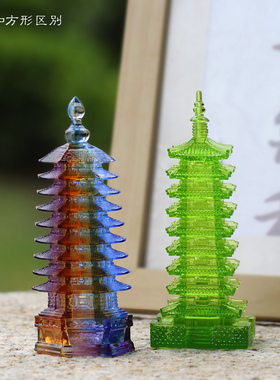 琉璃方形文昌塔摆件插香装藏