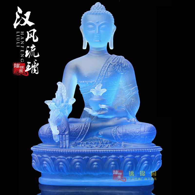 8寸古法琉璃药师七佛七种不同手势七颜色药师法像药师琉璃光如来