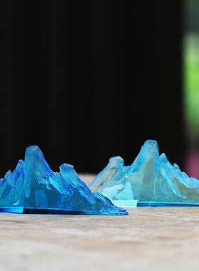 琉璃日照金山风水假山摆件居家书房装饰桌面办公茶室沙盘摆放礼品