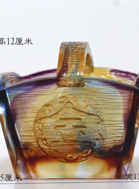 日进斗金琉璃招财进宝聚宝盆摆件