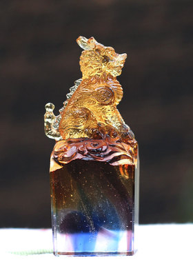 琉璃麒麟印章刻字风水摆件居家书房装饰桌面办公摆放商务定制礼品