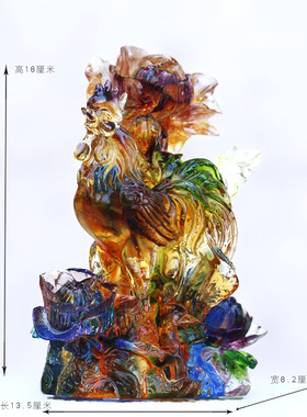 琉璃公鸡生肖鸡摆件花开富贵