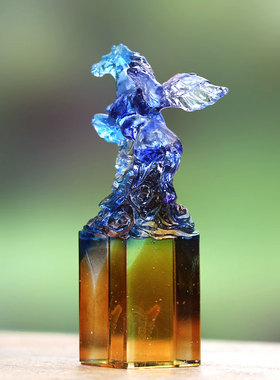 琉璃生肖马印章刻字摆件居家书房装饰桌面办公摆放商务定制礼品