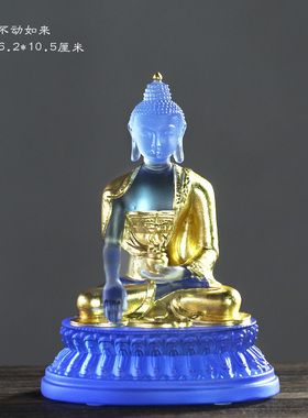 琉璃五方佛贴金三宝佛佛像