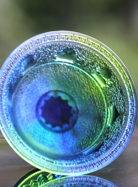 琉璃护法杯八吉祥供杯摆件