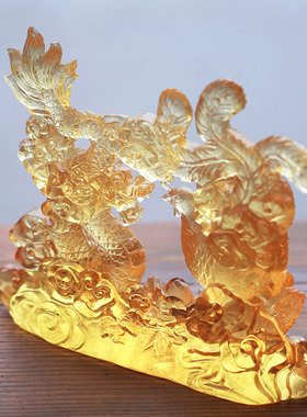 古法琉璃龙凤呈祥摆件