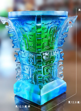 蒸蒸日上琉璃鼎风水吉祥摆件