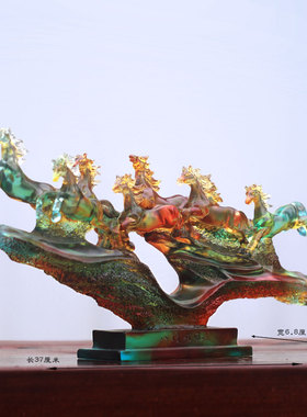 客厅琉璃马风水摆件八骏雄风