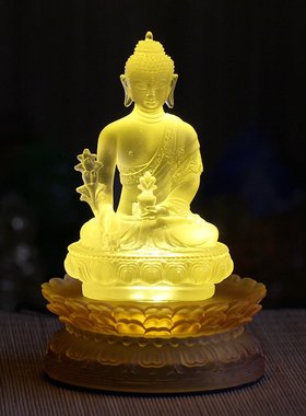 古法琉璃插电发光圆形加高佛像