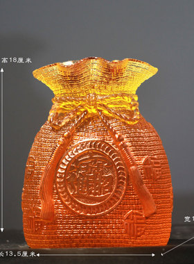客厅琉璃福袋笔筒风水招财摆件