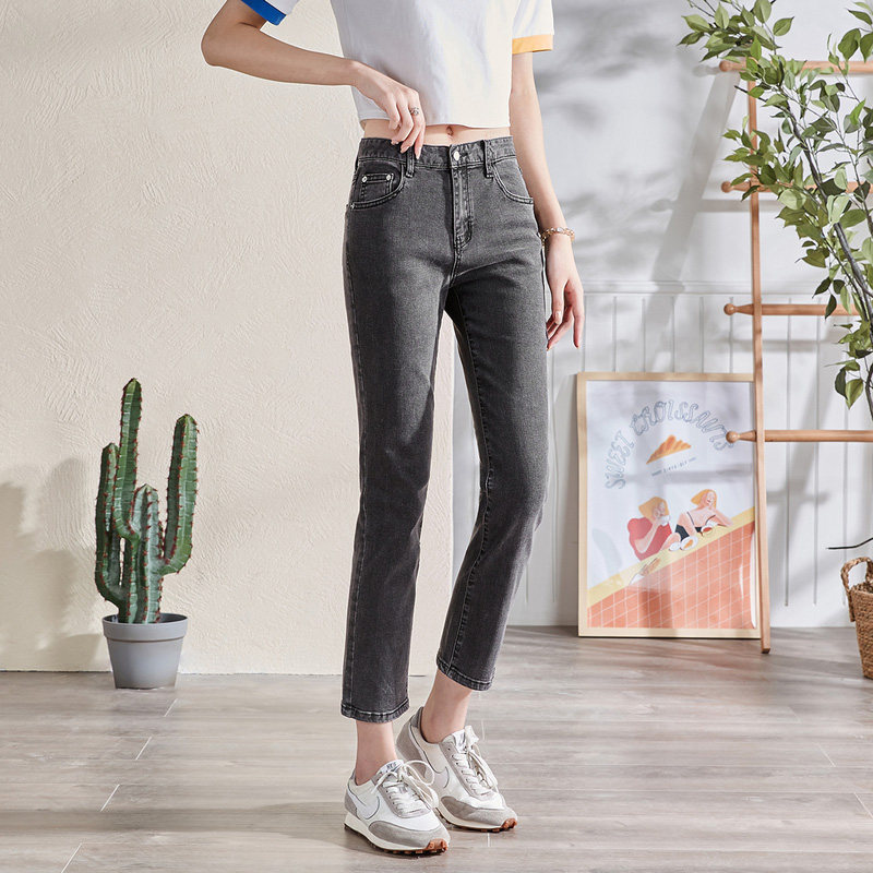 唐狮2021新款小直筒女显瘦裤牛仔裤 唐狮喜之乐牛仔裤