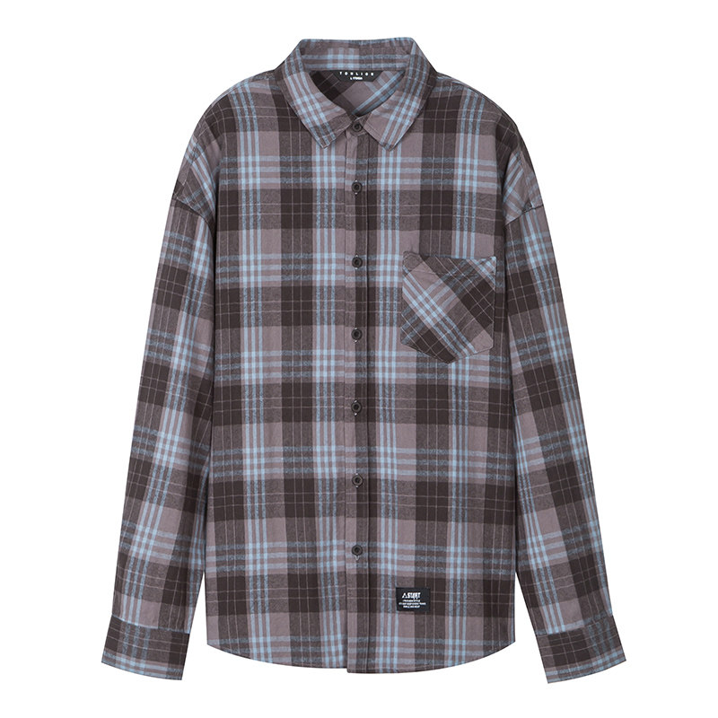 唐狮长袖格子男士2021秋新款衬衫 唐狮喜之乐衬衫