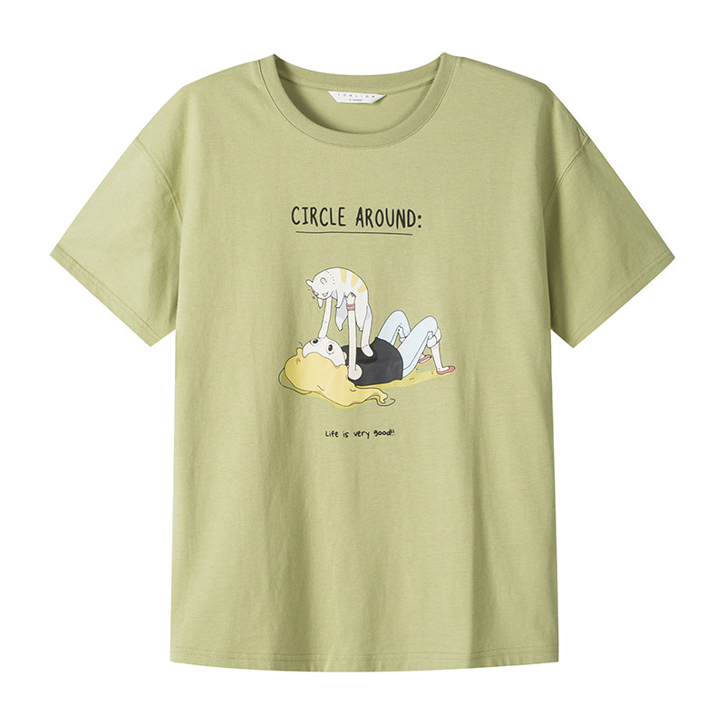 唐狮2020春夏新款白色印花网红t恤 唐狮喜之乐T恤