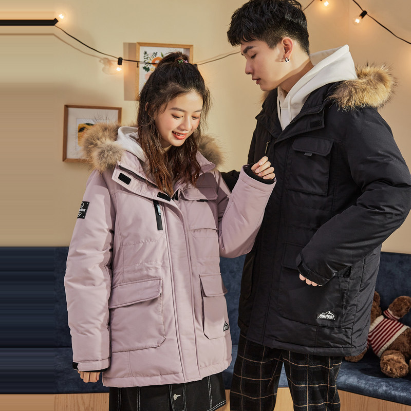 唐狮中长款情侣2021新款韩版羽绒服 唐狮喜之乐羽绒服