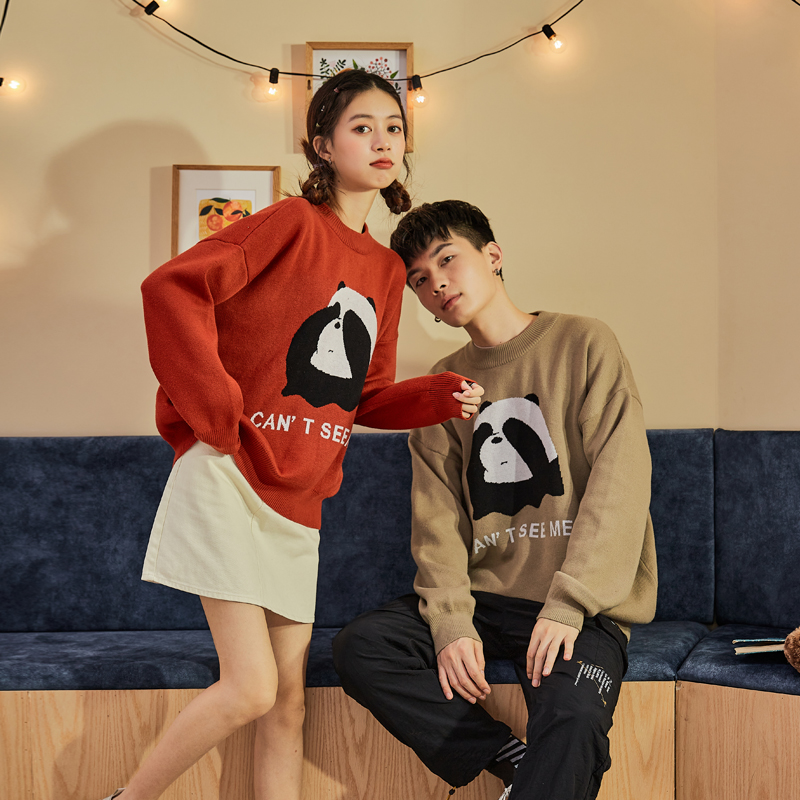 唐狮情侣男2021春秋新款卡通毛衣 唐狮喜之乐针织衫/毛衣