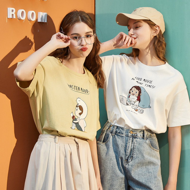 唐狮2020春夏新款白色印花网红t恤 唐狮喜之乐T恤