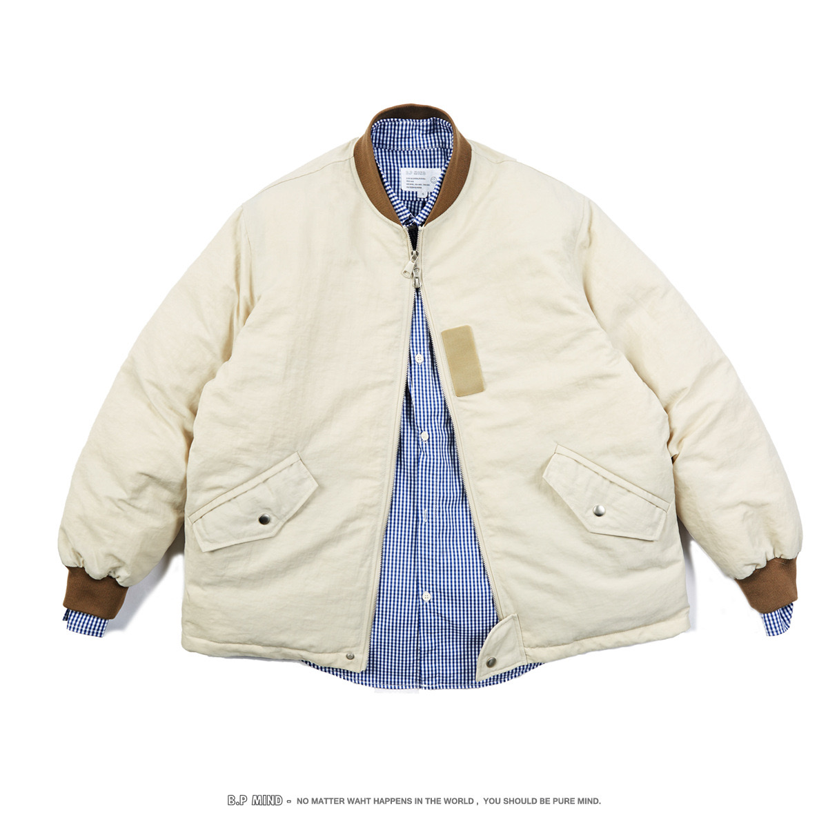 【5折现货】一如既往好穿~日系复古棒球领保暖加厚羽绒服廓形外套 - 图0