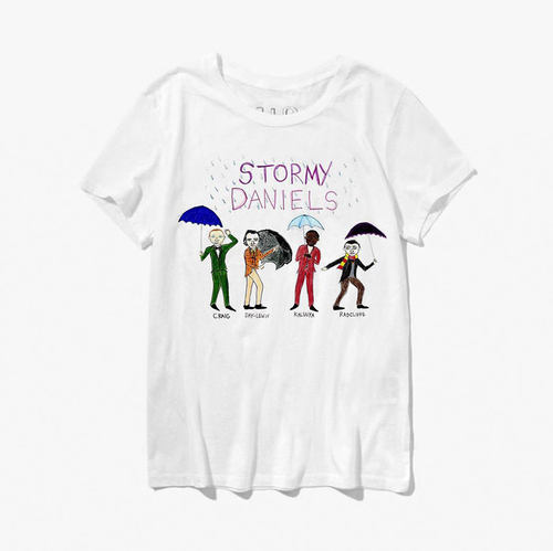 2023春夏新款Unfortunate Portrait名人插画涂鸦恶搞纯棉宽松T恤 - 图3