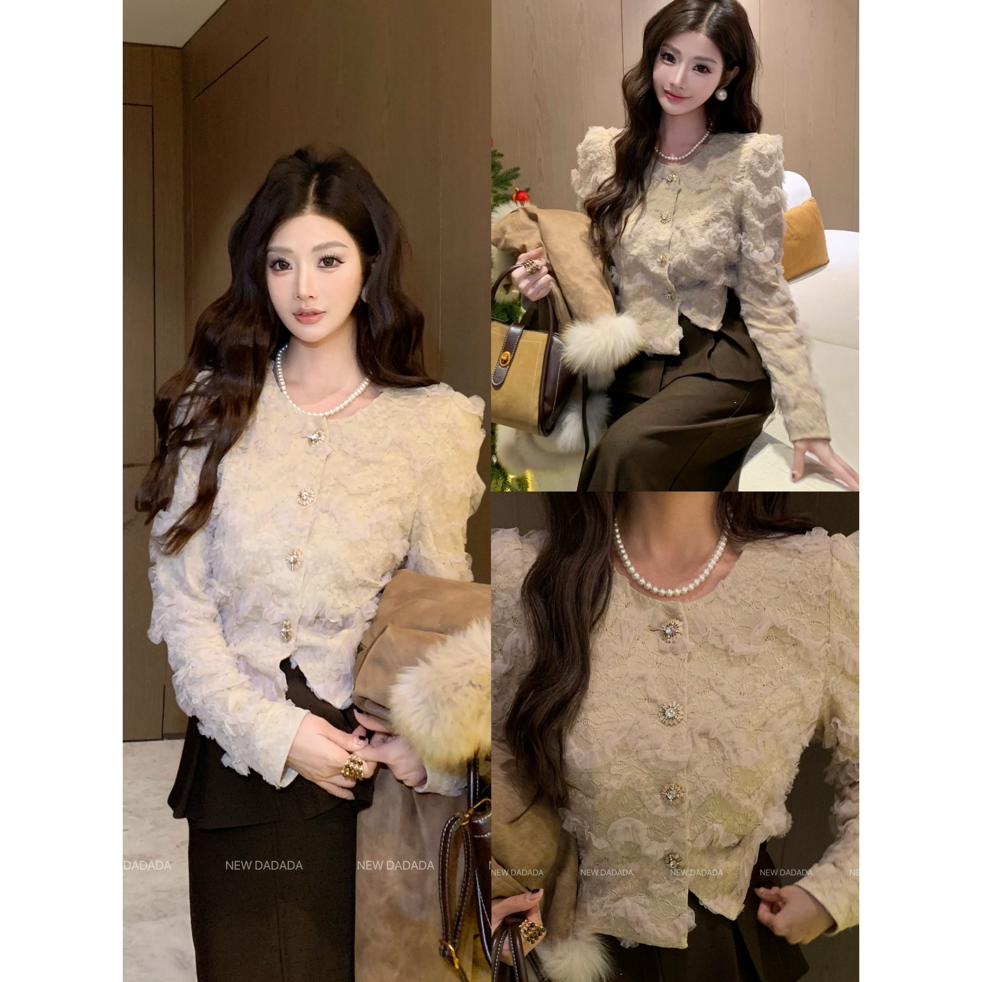 利达 NEW DADADA【奶油蕾丝小香】女士高端大气上档次时尚雪纺衫,淘宝优惠券,粉丝福利购,淘宝优惠卷