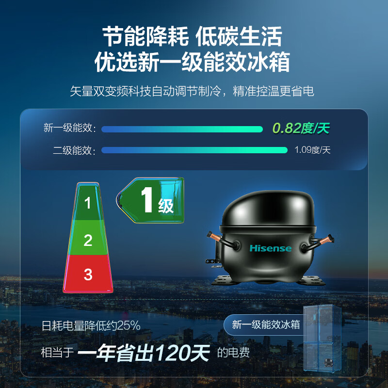 海信463l升十字对开双开风冷电冰箱 海信厨房冰箱