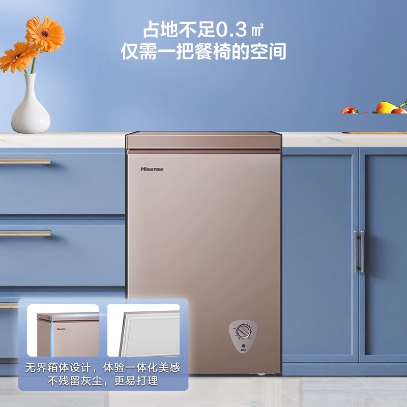 海信100L升小冰柜家用小型1级商用迷你冷藏冷冻两用减霜冷柜冰箱-图1