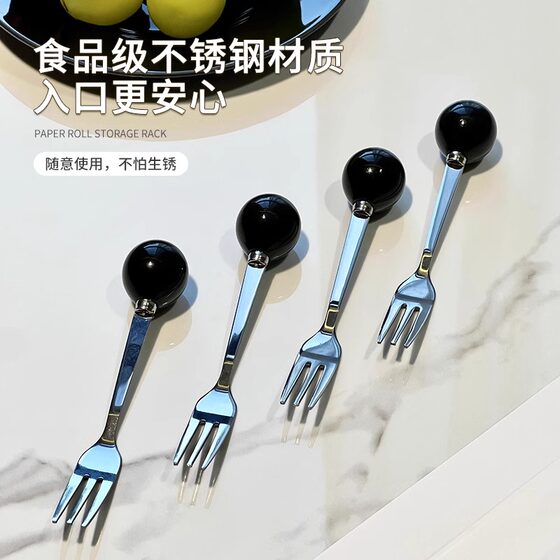 Ceramic fruit fork set living room dining table light luxury cake dessert fork fruit picks creative storage jar