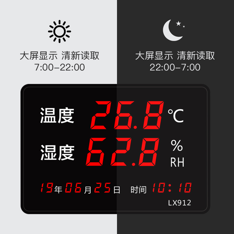 工业专用数显LED乐棚大示温度湿度计冷库室内表高精度享仪器大屏-图1