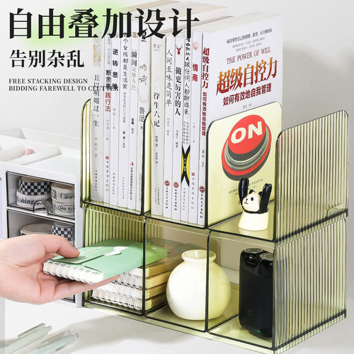 桌面书立架书桌透明书夹桌面固定书本收纳神器分隔板分格文件书架ins办公室学生放书本整理置物透明书挡板 - 图3
