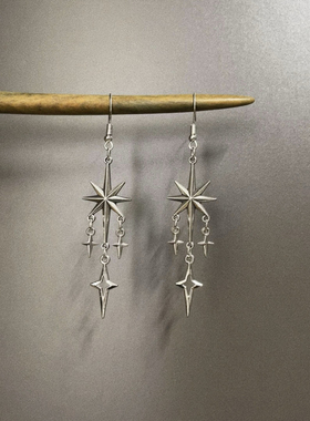 Vintage古着 Tassel cross star耳饰